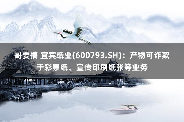 哥要搞 宜宾纸业(600793.SH)：产物可诈欺于彩票纸、宣传印刷纸张等业务