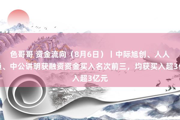 色哥哥 资金流向（8月6日）丨中际旭创、人人交通、中公讲明获融资资金买入名次前三，均获买入超3亿元