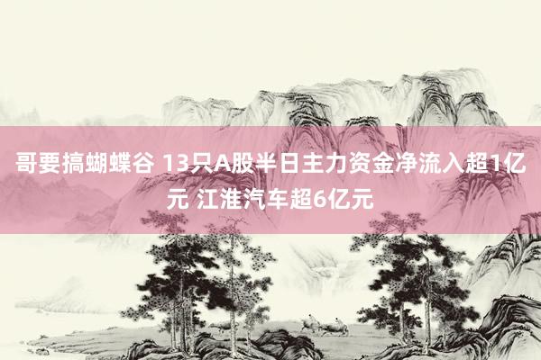 哥要搞蝴蝶谷 13只A股半日主力资金净流入超1亿元 江淮汽车超6亿元