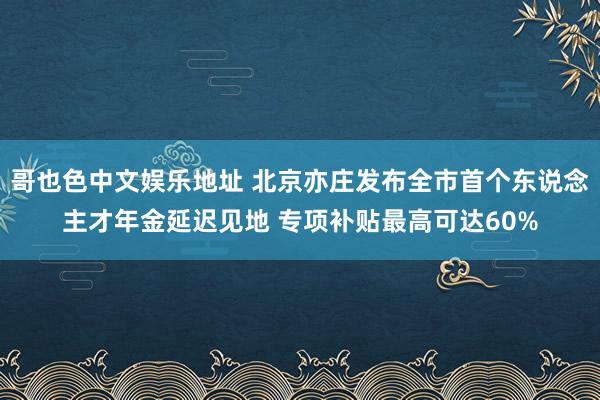 哥也色中文娱乐地址 北京亦庄发布全市首个东说念主才年金延迟见地 专项补贴最高可达60%