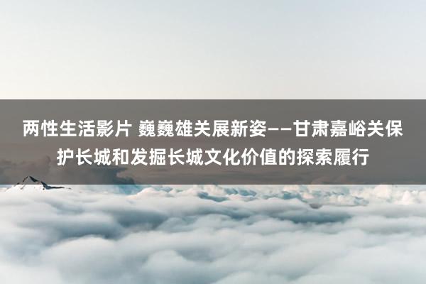 两性生活影片 巍巍雄关展新姿——甘肃嘉峪关保护长城和发掘长城文化价值的探索履行