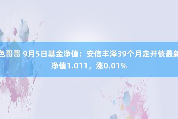 色哥哥 9月5日基金净值：安信丰泽39个月定开债最新净值1.011，涨0.01%