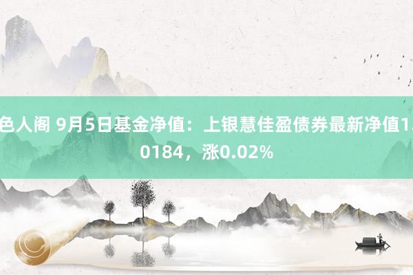 色人阁 9月5日基金净值：上银慧佳盈债券最新净值1.0184，涨0.02%